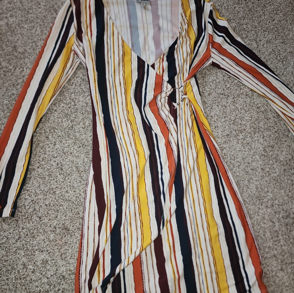 Striped Multicolor Long Sleeve Dress SizeM